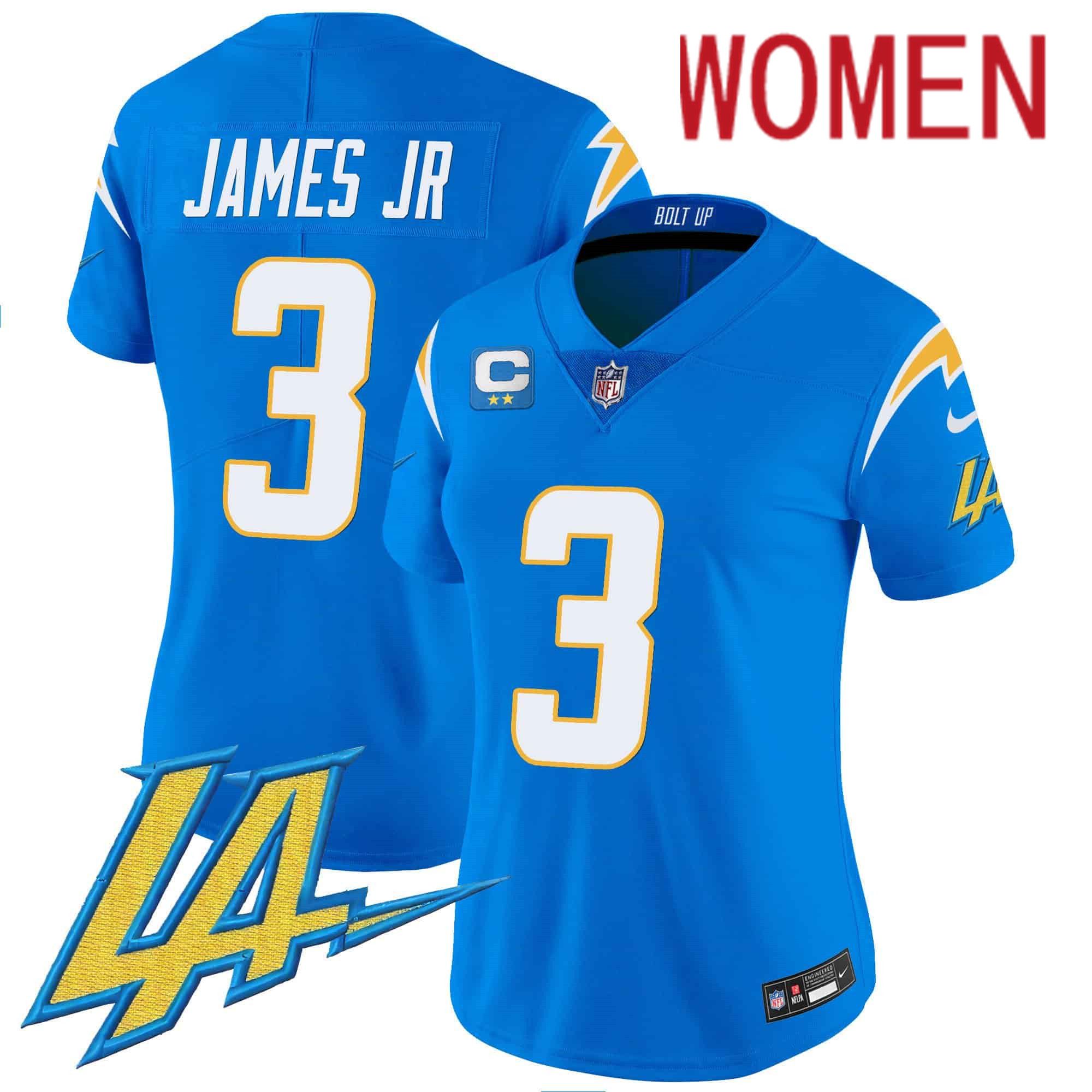 Women Los Angeles Chargers #3 James jr Light Blue 2024 Nike Vapor Limited NFL Jersey style 1->women nfl jersey->Women Jersey